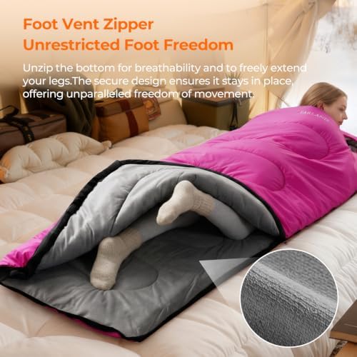 FARLAND Sleeping Bags for Adults Cold Weather & Camping, Fleece-Lined