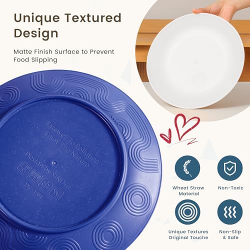 Homienly 40-Piece Wheat Straw Dinnerware Sets, Unbreakable Reusable Dinnerware Set, Service for 8, Kitchen Cups Plates and Bowls Set, Dishwasher Microwave Safe Dishes Set for Camping, Party - Mondrian