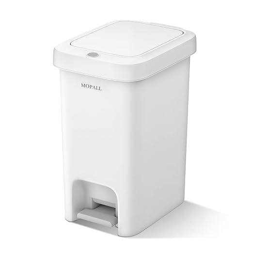 MOPALL Trash Can with Lid, Garbage Can with Press Top & Foot Pedal, Kitchen Step Trash Can, Slim Trash Bin Plastic Garbage Bin Waste Basket for Bathroom|Kitchen|Bedroom|Living Room|Office, 4.4 Gallon