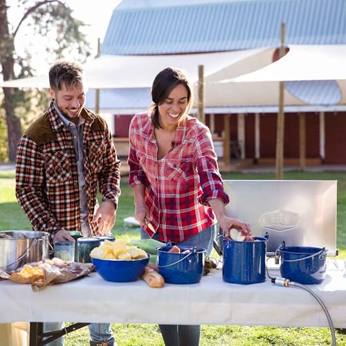 GSI Outdoors 1.75 qt Straight Pot w/Lid & Handle - Enamelware for Cooking Outdoors, Camping & Travel