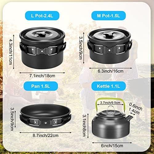 Gejoy 42 Pcs Camping Cookware Mess Kit Pots and Pans Set for 4 People