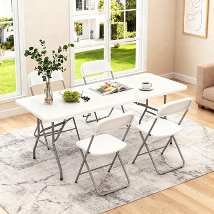 BestOffice | 6FT Folding Table | White | Portable Plastic Table
