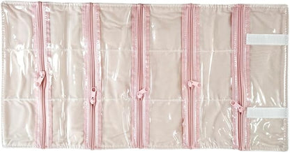 Travel Jewelry Roll Bag Portable Organizer Pouch With Grids&PVC Cover Storage Bags for Necklace, Bracelet, Bracelet,Ring, Badge, Pendant
