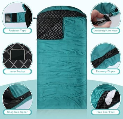 Cotton Flannel Sleeping Bag for Adults, Lightweight Sleeping Bag