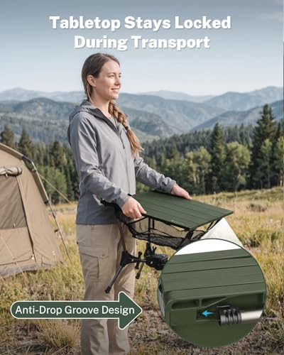 Gonex Foldable Camping Table, Portable Aluminum Roll Up Top Camp Side Table