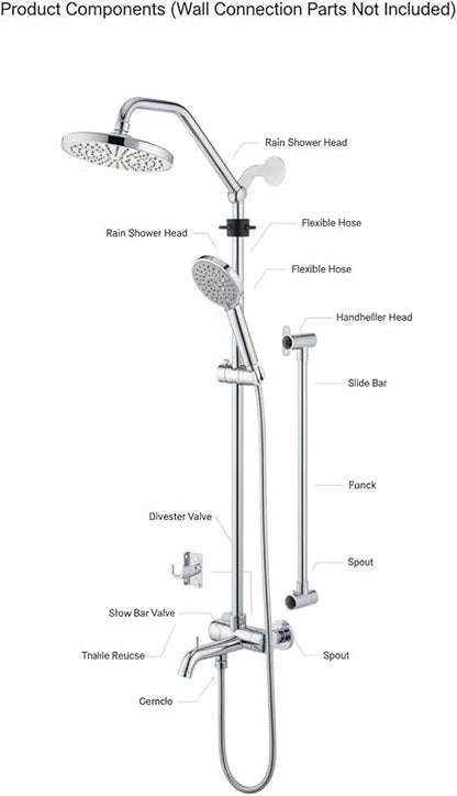Shower Head with Filters - High Pressure Shower Filter Heads for Hard Water with Handheld - Dual Filtration Removes Chlorine, Fluoride, Heavy Metals (Chrome)