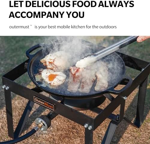 OuterMust Outdoor Propane Burner Heavy Duty Propane Gas Stoves for Cooking with 10 PSI Regulator and Cast Iron Braided Holes Perfect for Home Brewing, Crawfish Boiler, Turkey Fryer and Seafood Boiler