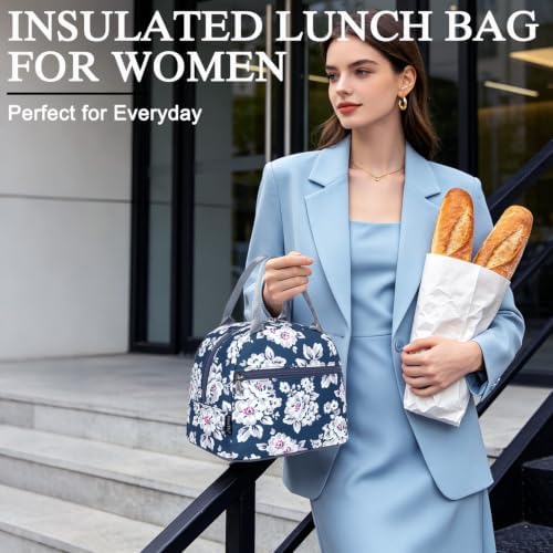 FlowFly Insulated Lunch Cooler Bag - Tote Bag Organizer for Women/Men, Plum