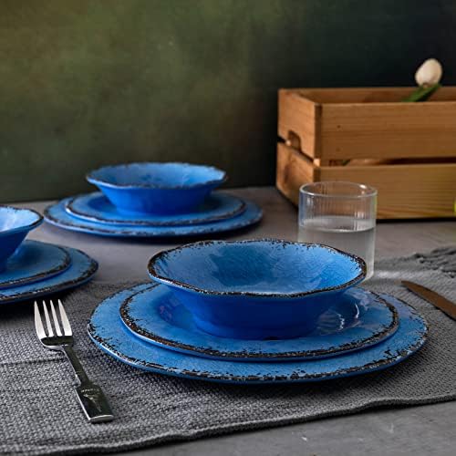 LEHAHA 12 Piece Melamine Dinnerware Set Farmhouse Outdoor Dishes Set for 4