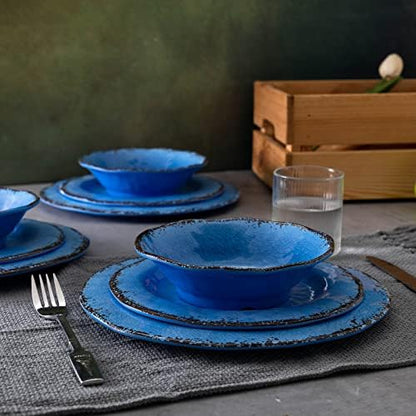 LEHAHA 12 Piece Melamine Dinnerware Set Farmhouse Outdoor Dishes Set for 4