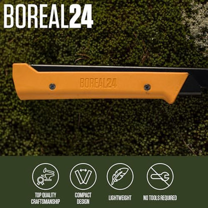AGAWA - BOREAL24-24 Inch Folding Saw with All-Purpose Saw Blade - Camping Gear For Hiking, Fishing, Hunting, Bushcraft & Survival Kit (Black Frame/Yellow Handle)