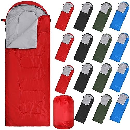 Tudomro 16 Pack Bulk Sleeping Bags for Adults, Lightweight Waterproof Camping Sleeping Bags with Compression Sack for Camping, Backpacking, Hiking, Travel, Emergency Use
