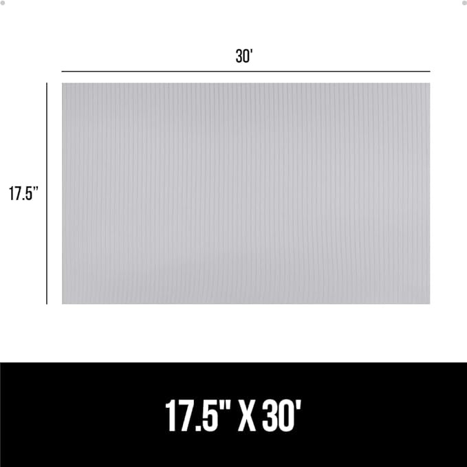 GORILLA GRIP DuraGuard Shelf Liner, 17.5x30 Non-Adhesive Cabinet Liners for Kitchen Drawers, Shelves, Refrigerator, Pantry Storage, Bathroom Closet, Durable Waterproof BPA Free Ribbed Plastic, Lt Gray
