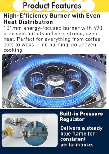 CAMPINGMOON Canister Top Stove 4200W Isobutane Pot Stand OD-4/OD-4-ST (Stove Set + Canister Stand)