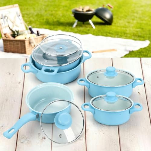 13 Piece Cookware Set Portable Lightweight Cast Iron Pots and Pans Set