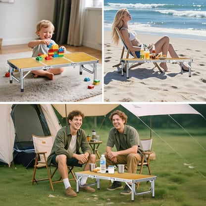 Anbte 34.2" x 15.7" Small Low Folding Picnic Table, 10.3" Height, Yellow