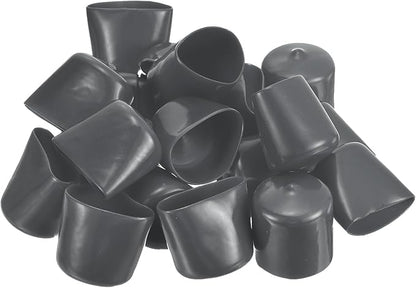 uxcell 20pcs Rubber End Caps 29mm ID Vinyl Round Tube Bolt Cap Cover Thread Protectors Dark Grey