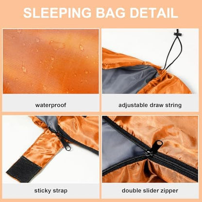 Tudomro 2 Pcs Camping Sleeping Bag for Adults Lightweight Packable Waterproof Camping Gear Equipment to Keep Warm for Outdoor Backpacking Hiking Travel