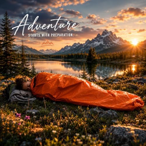 NovaMedic Emergency Sleeping Bag – 84"x36" Thermal Mylar Survival Bivy Sack – Waterproof, Lightweight & Compact Emergency Blanket for Camping, Hiking, Outdoor Survival & Travel