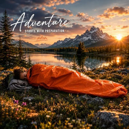 NovaMedic Emergency Sleeping Bag – 84"x36" Thermal Mylar Survival Bivy Sack – Waterproof, Lightweight & Compact Emergency Blanket for Camping, Hiking, Outdoor Survival & Travel