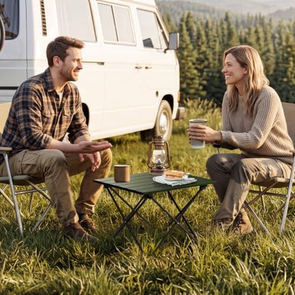 Anbte Small Folding Camping Table, Aluminum Frame, 45 lb Capacity