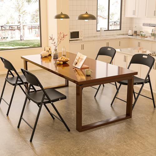 Bonnlo 6-Pack Black Plastic Folding Chairs, Portable Seat with Sturdy Steel Frame for Indoor & Outdoor Use, Perfect for Banquet, Party, Wedding, Office, and Camping