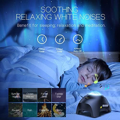 Northern Galaxy Light Aurora Projector with 33 Light Effects, LED Star Projector for Bedroom Nebula Lamp, Remote Control, White Noises, Bluetooth Speaker for Parties