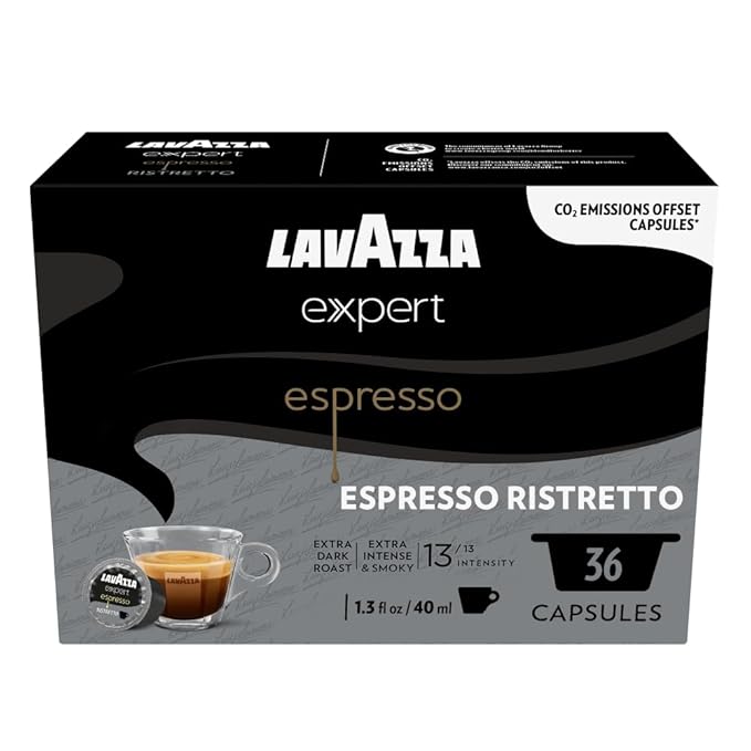 Lavazza Expert Espresso Ristretto Capsules, Extra Dark Roast, Arabica and Robusta Blend, Compatible with Lavazza Classy Machines (36 Capsules)