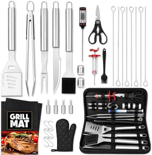 MUYFIO 32 Pcs BBQ Grill Accessories, Heavy Duty Grill Tools Set, BBQ Gifts