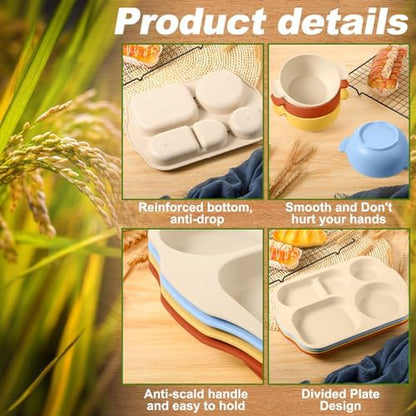 Honoson 24pcs Wheat Straw Dinnerware, Unbreakable, Mixed Color