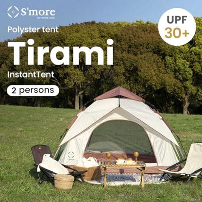S'more Tirami Instant Setup Camping Tent, Dome Tent Included Rainfly Blocks Wind & Rain, Lightweight and Easy Set Up Outdoor Tent, 1/2 Person Quick Pop Up Tent Great for Hiking, Backing