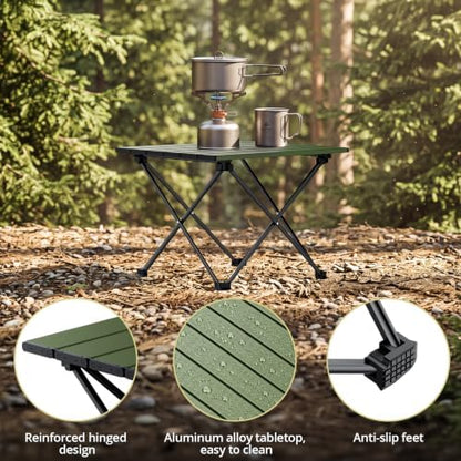 Anbte Small Folding Camping Table, Aluminum Frame, 45 lb Capacity