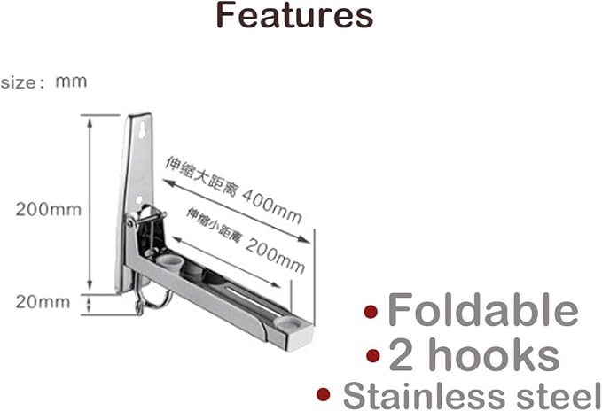 MOTONG Stainless Steel Microwave Oven Wall Mount Stand Holder Shelf with Removable Hook