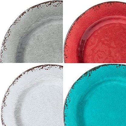 LEHAHA Rustic Melamine Dinnerware Set, 12 Piece Plate and Bowls Set for 4