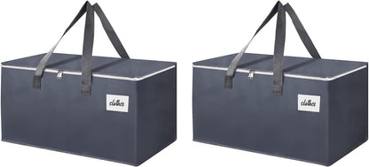 2 Pack Extra Large 93L Moving Bags, 60lb Heavy Duty Moving Totes with Triple-layered Thickening Technology, Strong Zippers & Handles, Easy Open Lids, Water-Resistant, Storage Totes, Fold Flat