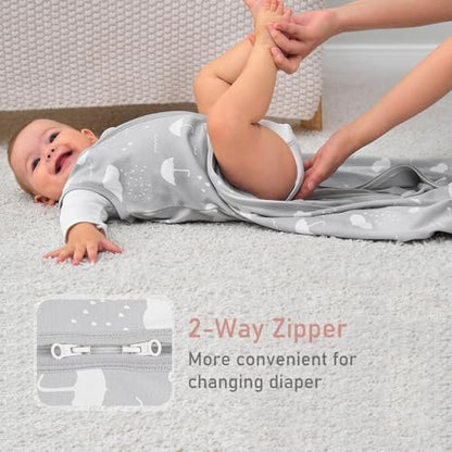 Yoofoss Baby Sleep Sack 6-12 Month 0.5TOG 100% Organic Cotton 2-Way Zipper