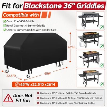 iCOVER 36 inch Griddle Cover for Blackstone, Waterproof Flat Top Grill Cover, Fits Camp Chef, Blackstone 1528 & 4 Burner Griddle