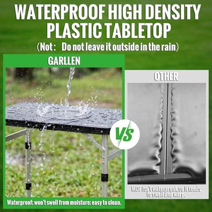 GARLLEN Waterproof Folding Camping Table 22.8" Lx15.7 W, 3-Height Max 27.5"