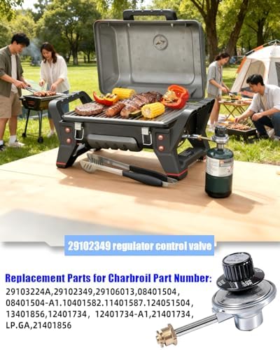 29102349 29103224A Regulator Control Valve Replacement fits Charbroil Grill2Go X200, Tru-Infrared 2012 Portable Gas Grill, Liquid Propane BBQ Regulator Adapter