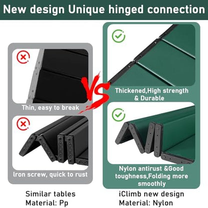 Tesouro Portable Camping Table,Folding Side Table Aluminum Top for Outdoor Cooking, Hiking, Travel, Picnic (Blackish Green-Medium)