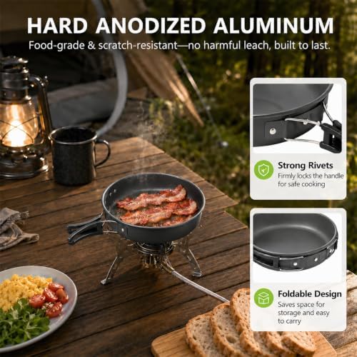aiGear Camping Cookware with Pot Pan Kettle Cutlery Tableware 1-2 People