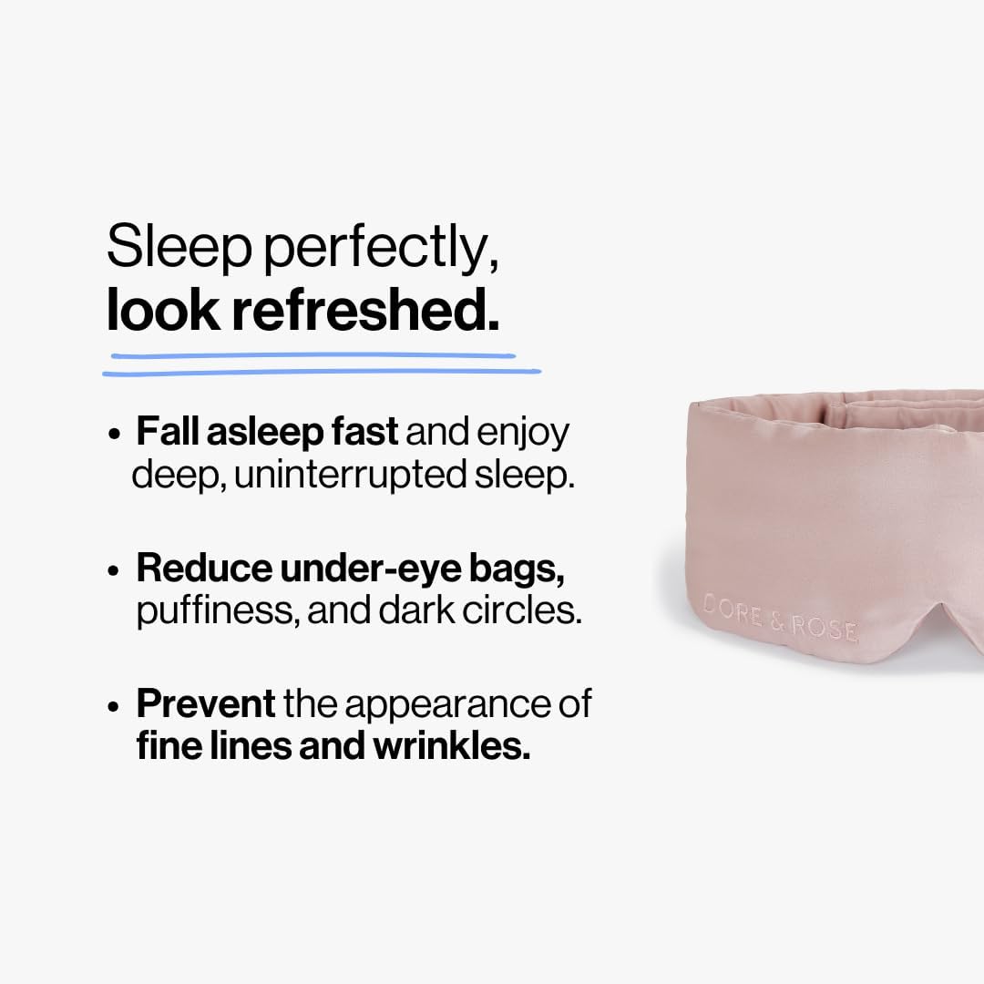Dore & Rose Deep Sleep Mask Light Blocking, 23 Momme Mulberry Silk Eye Mask, Ultra Soft, Adjustable - Travel Sleeping Mask for Men & Women - Lotus