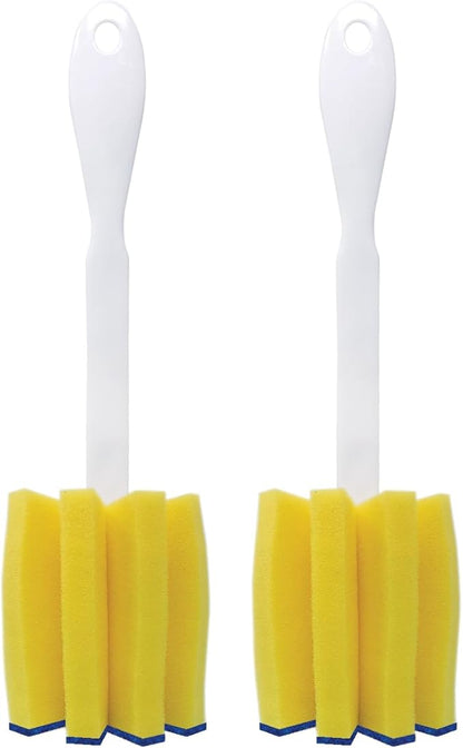 LOLA Glass & Jar Foam Sponge Brush, 2 Pack, Star Shaped w/Non-Scratch Blue Scrubber Top, Perfect for Glasses, Mugs, Bottles, Dishwasher Safe
