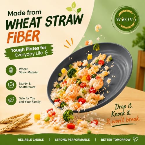 Wrova Wheat Straw Dinnerware Sets, Microwave Safe Plates and Bowls Sets