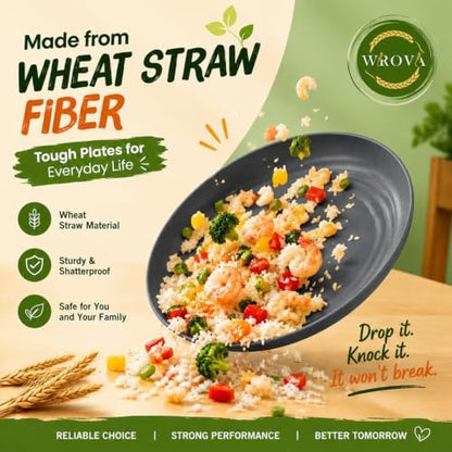 Wrova Wheat Straw Dinnerware Sets, Microwave Safe Plates and Bowls Sets