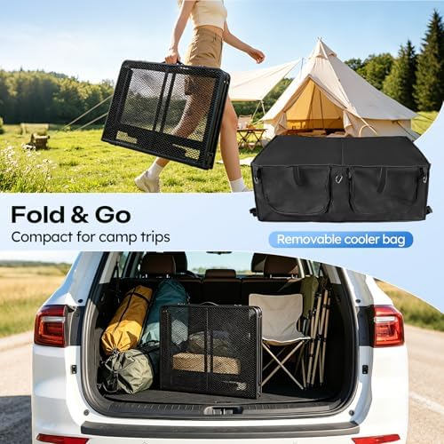 Folding Camping Table with Storage and Insulated Cooler Bag