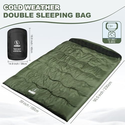 0 Degree Cotton Flannel Double Sleeping Bag for Adults