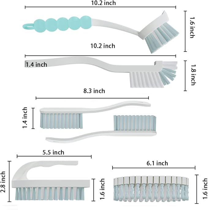 6 PCS Cleaning Brush, Scrub Brush Set for Kitchen and Bathroom Household Use with Various Brushes for Cleaning Dishes, Tiles, Corners and Floors Sky Blue