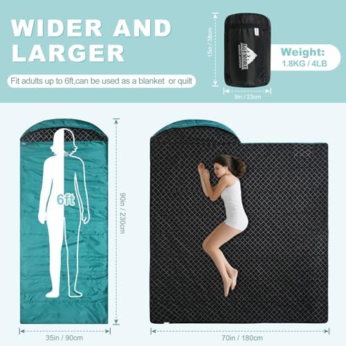 Cotton Flannel Sleeping Bag for Adults, Lightweight Sleeping Bag