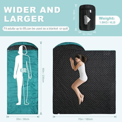 Cotton Flannel Sleeping Bag for Adults, Lightweight Sleeping Bag